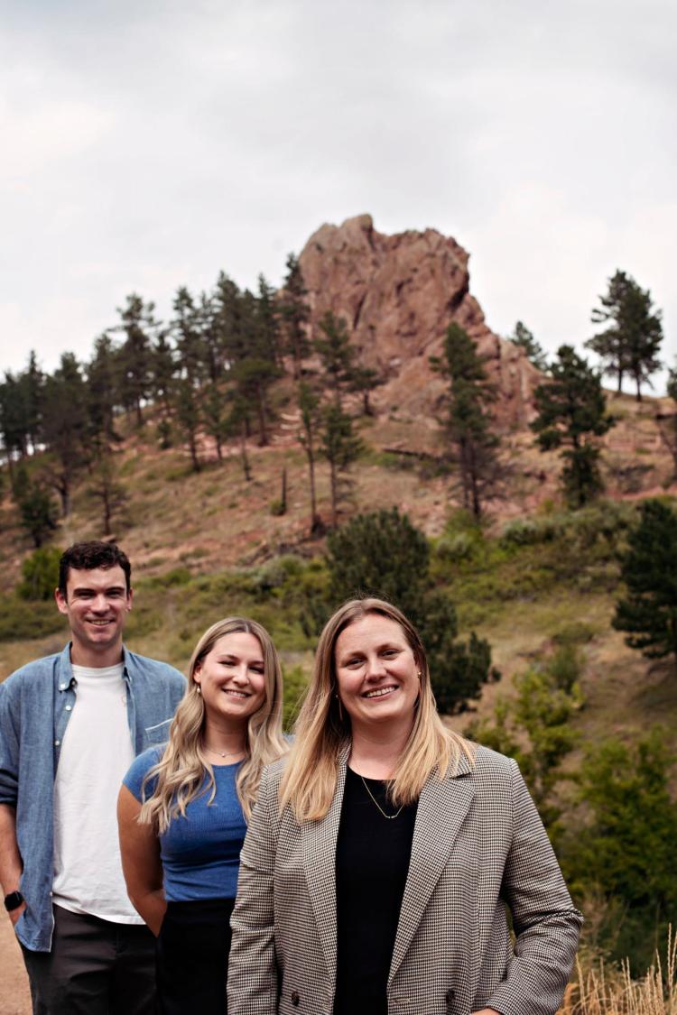 Clinical Professor Christina Stanton '15, Malorie Stick '26, and Robert Draper '26.