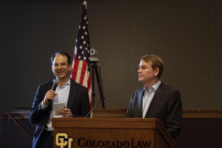 Attorney General Phil Weiser and Senator Michael Bennet