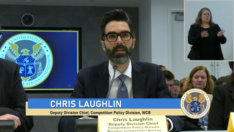 Chris Laughlin presenting at the FCC’s October 2023 Open Meeting.