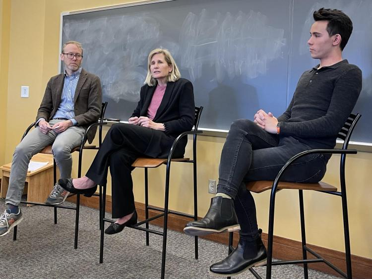 Professors Skinner-Thompson and Norton with OUTlaw President Evan Mahon
