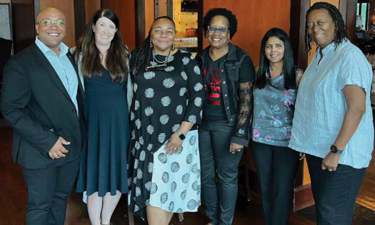 From left: Colorado Law's Jeremy Jones, Laurie Rust '06, Dean Lolita Buckner Inniss, Lisa Neal-Graves '06, Rita Sanzgiri '06, and Hon. Claudia Jordan '80