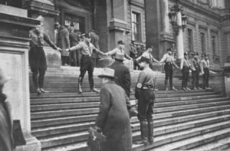 People on steps