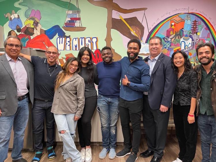 Founding members of the CRJE with former dean S. James Anaya and Assistant Dean for Diversity, Equity, and Inclusive Excellence Fernando Guzmán.