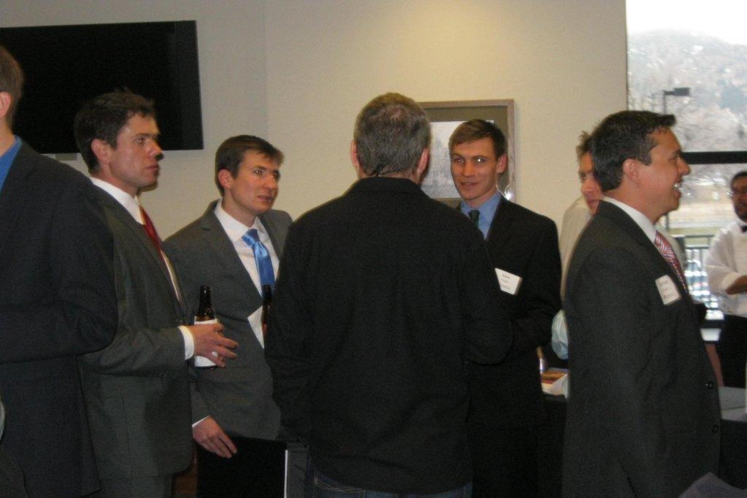 Students create professional connections with employers during the Reception Honoring Employers, sponsored by Husch Blackwell LLP.