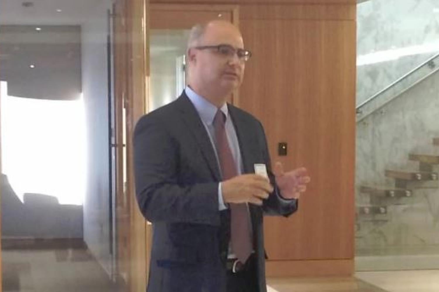 Justice Boatright speaking to students