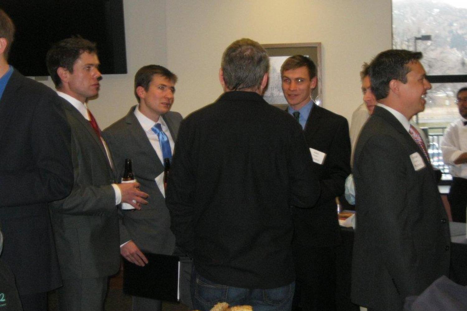 Students create professional connections with employers during the Reception Honoring Employers, sponsored by Husch Blackwell LLP.