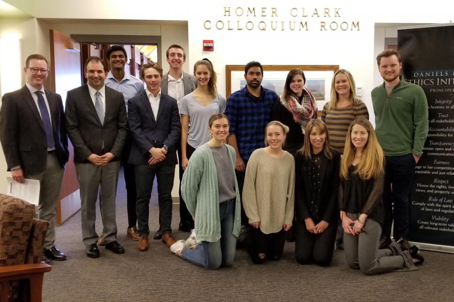 Photo of student winners of ethics writing competition