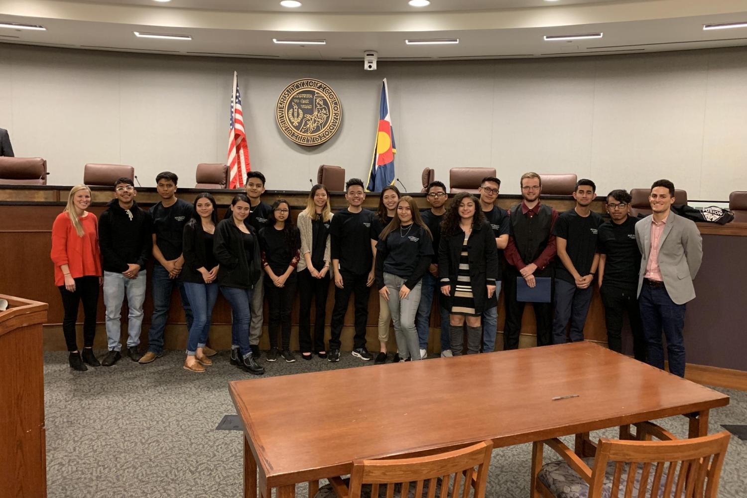 group photo in courtroom