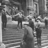 People on steps