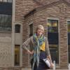 Law student in front of building
