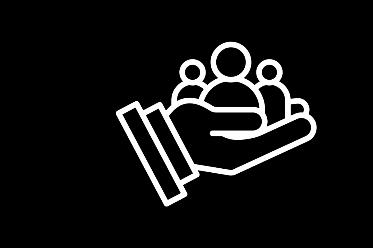 Hand holding people icon