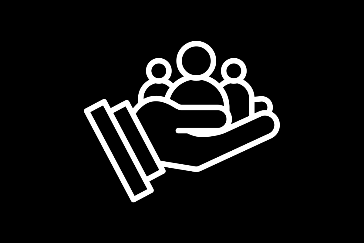 Hand icon holding group of people