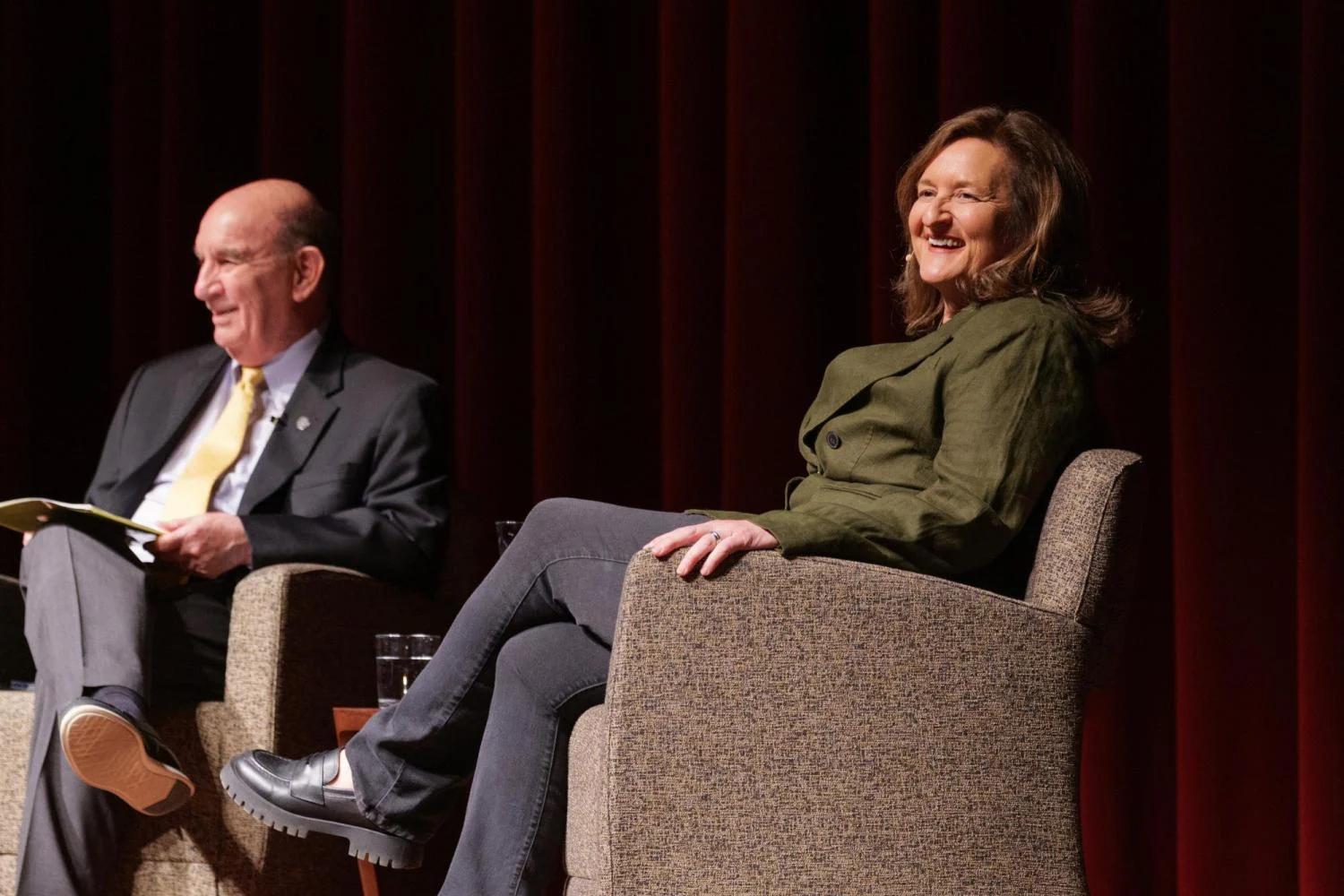 Chancellor Philip DiStefano discusses leadership with Rose Marcario, former CEO of Patagonia.