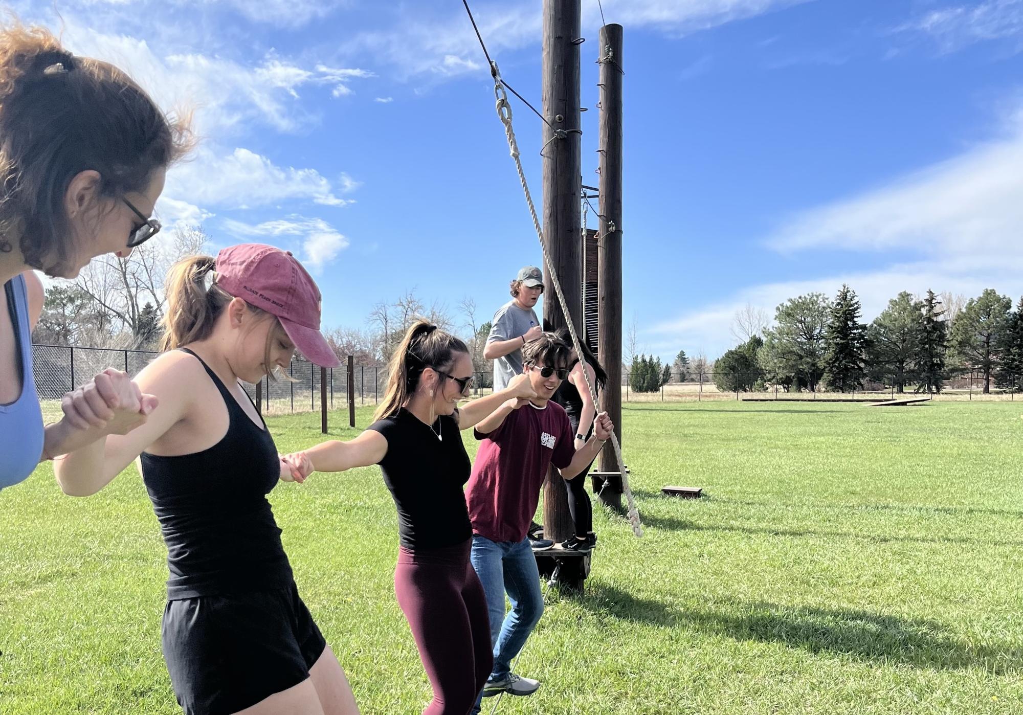 ELI students on the CU Boulder ropes course
