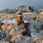 CU Boulder in snow