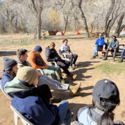 campground debrief, students reflect on their day at the Spring 2023 Experiential Leadership Intensive, Sylvan Dale Ranch, Loveland, CO.