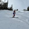 Skiing down a slope
