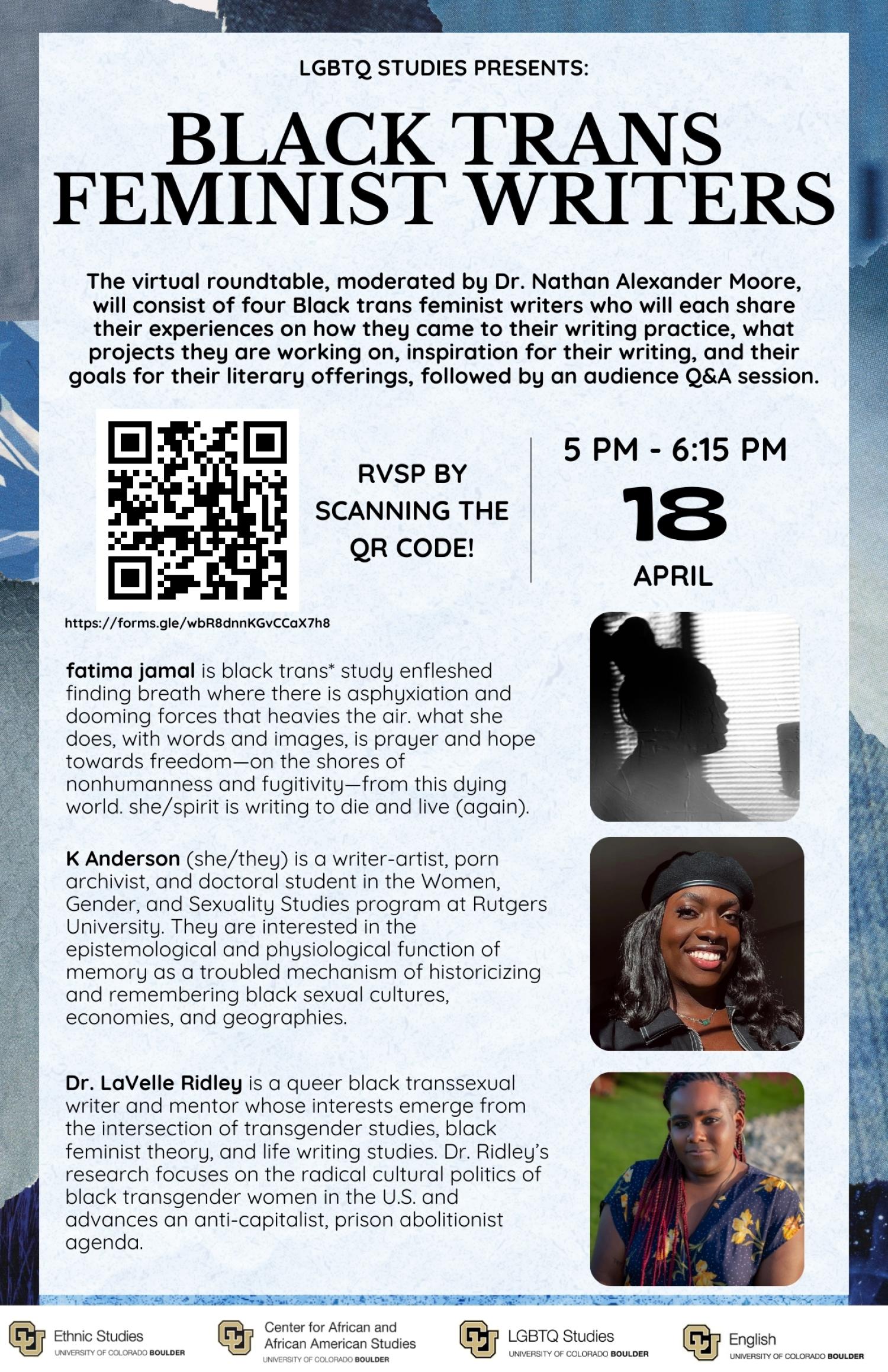 Black Trans Feminist Writers Event Flyer