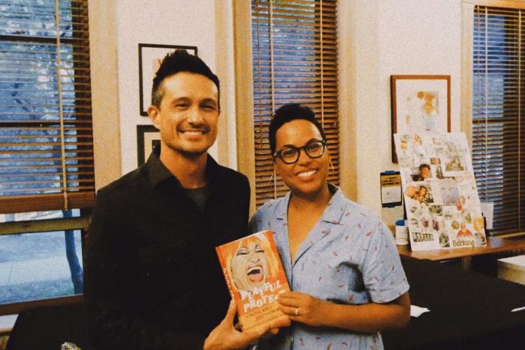 Dr. David stands with Dr. Soares at her book release event