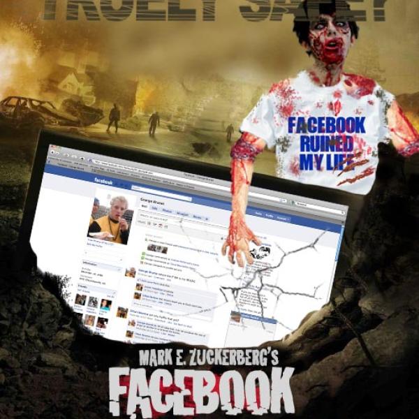 a image of a parody on facebook , where social media makes humans zombies 