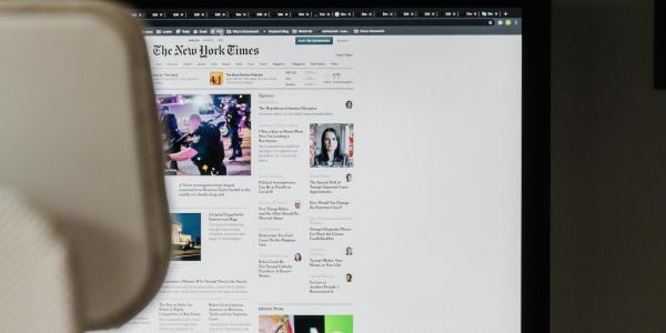 new york times front page on computer