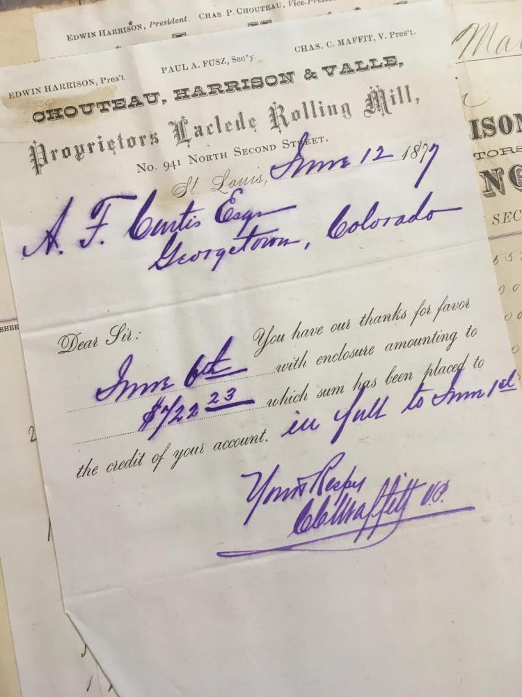 1800s receipt from A. F. Curtis' hardware store