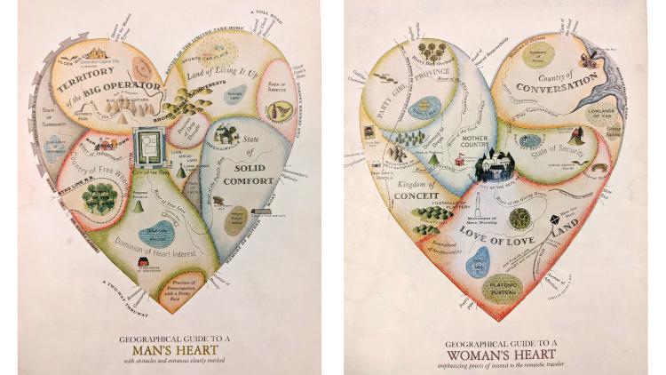 Geography of gendered hearts,1960s era
