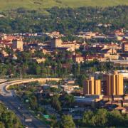 An aerial shot of CU Boulder campus