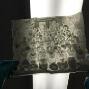 A large negative that will be digitized after being cleaned and restored a bit by preservation.