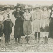 Several women in rodeo outfits from the Westermeier Collection