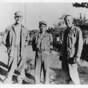 Glen Slaughter, Seiichi Komesu, and Glenn Nelson in Okinawa, 1945