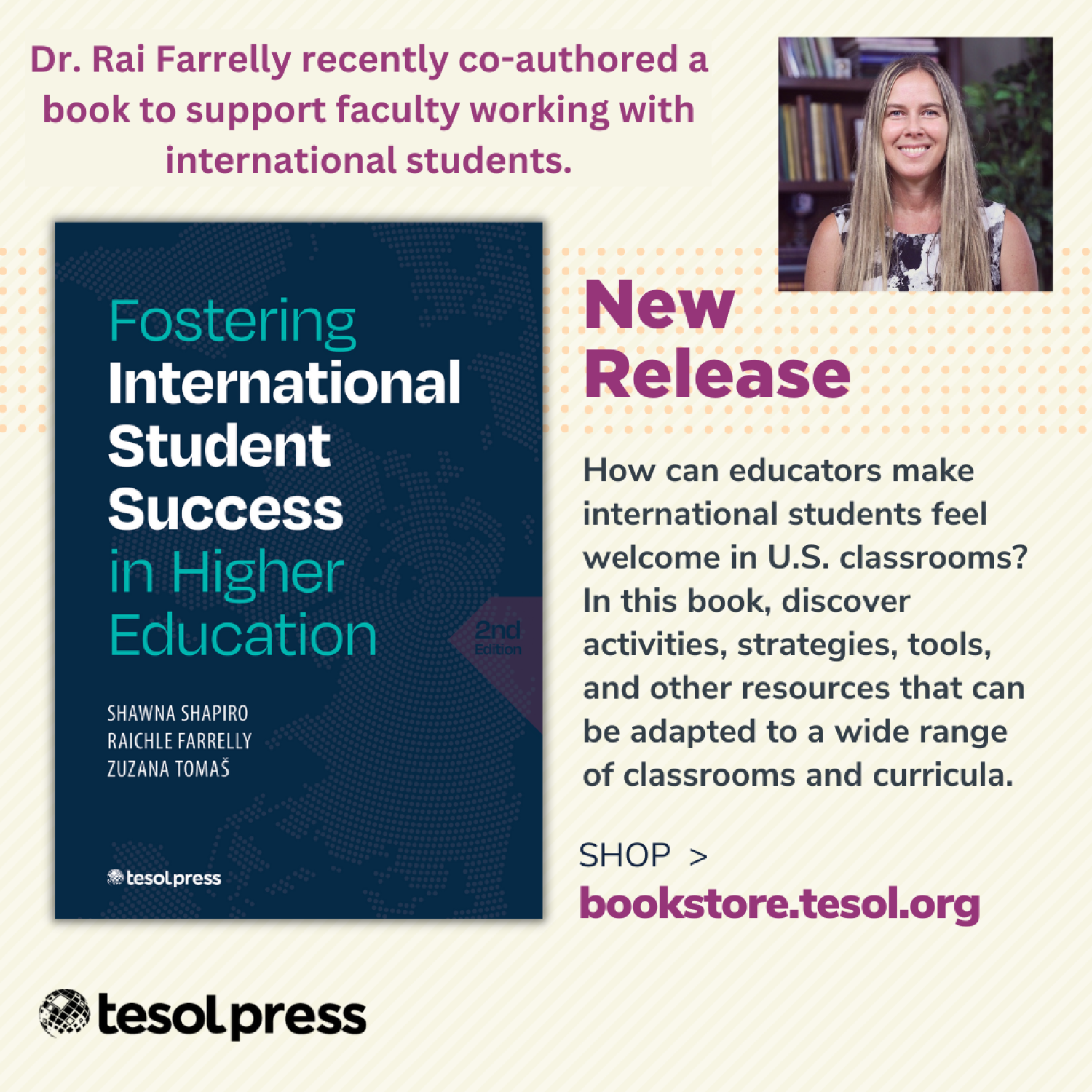Graphic showing Dr. Rai Farrelly and information about her book release