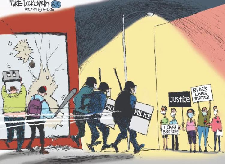 A political cartoon about police violence
