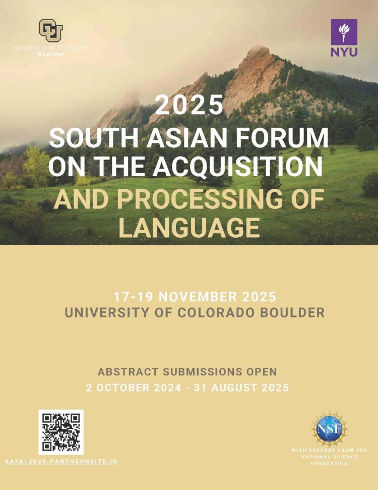 Conference flyer for South Asian Language Acquisition conference