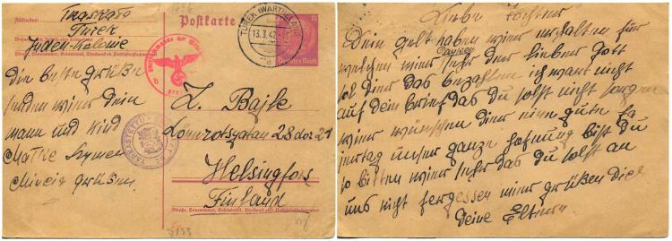 A postcard from World War Two