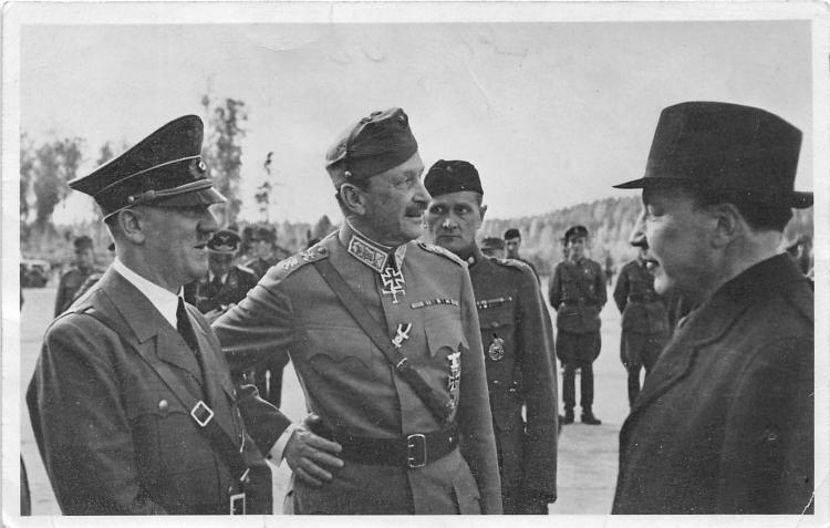 A black and white photo of Adolf Hitler