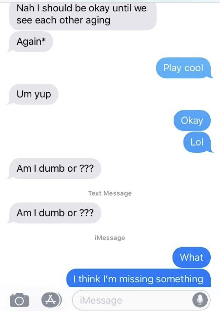 A screenshot of a text message exchange
