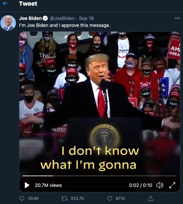 A tweet from Donald Trump