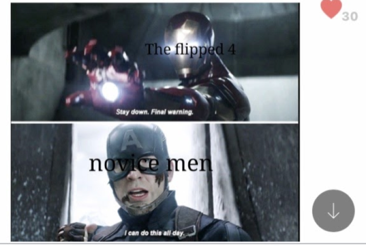 A meme of a scene from Avengers: Civil war with 30 likes