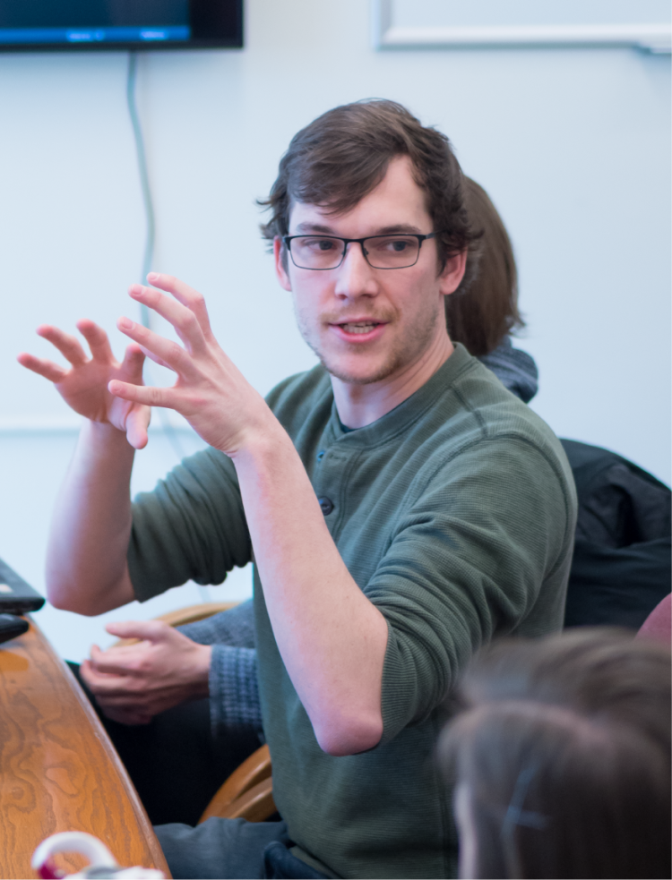 A student leading a lecture