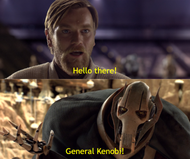 A screenshot of Obi-Wan Kenobi and General Grevious