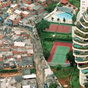 Paraisopolis, a favela in Sao Paulo, next to its wealthy neighbor Morumbi
