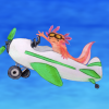 An axolotl in an airplane