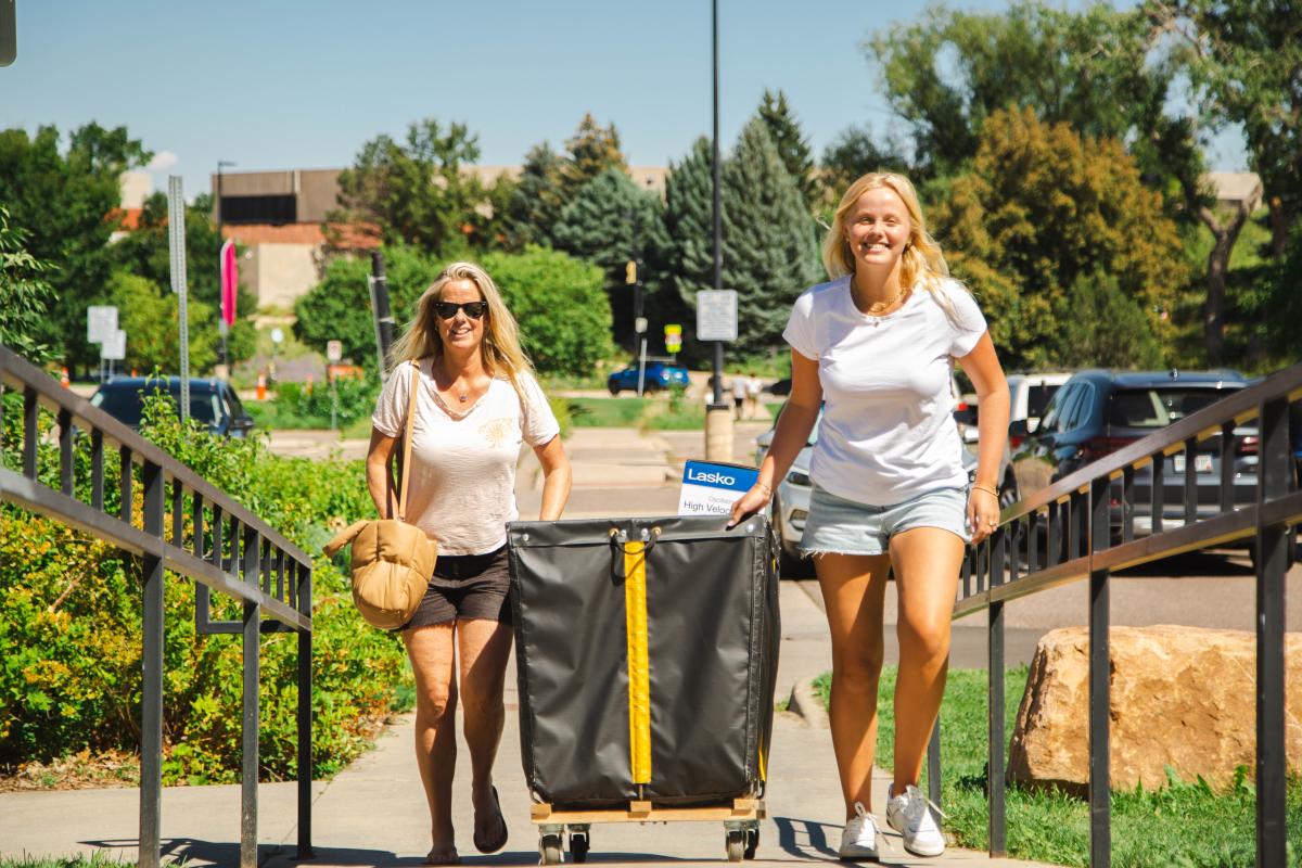 Mom and student moving in