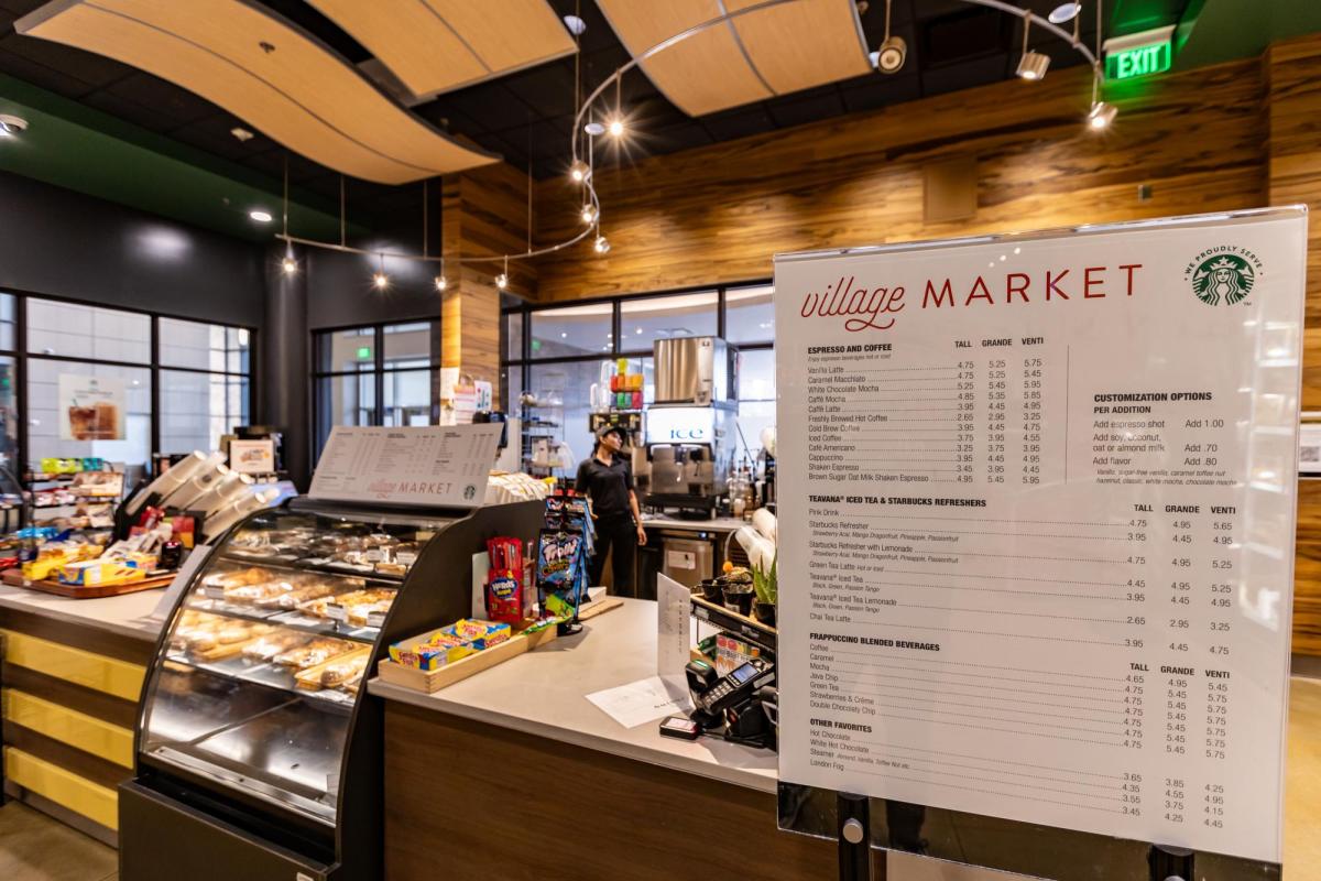 menu and counter at Village Market