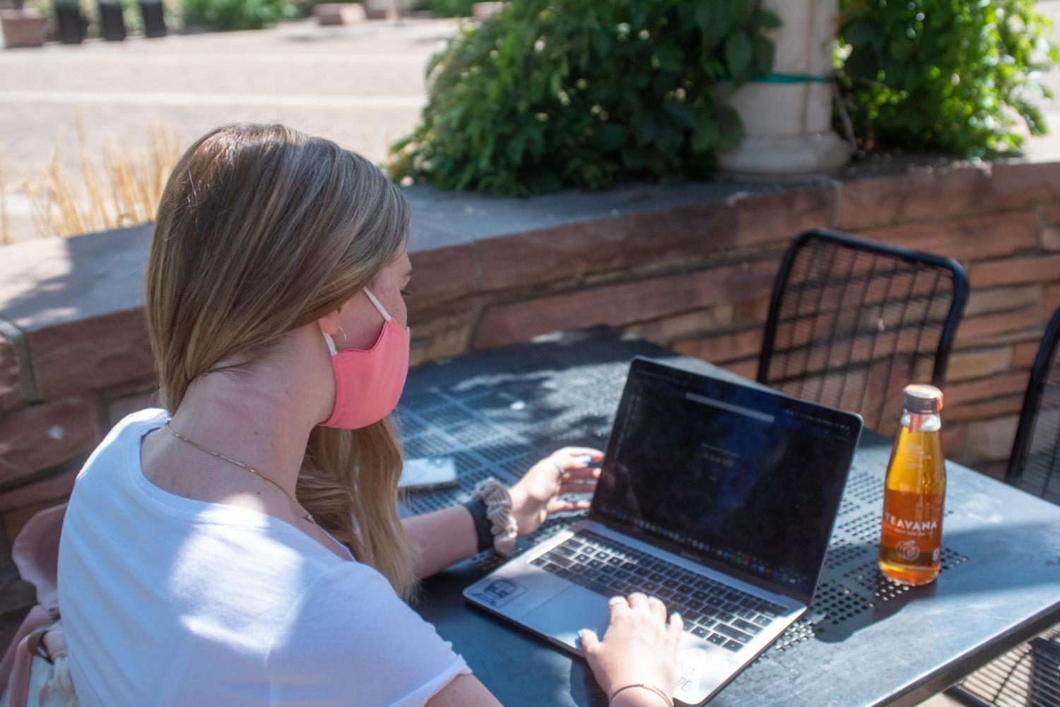 student on computer