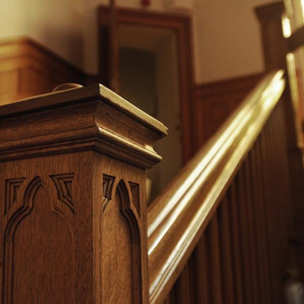 Architectural detail: Grand Stair, West Tower. (Photo by Casey A. Cass/University of Colorado)