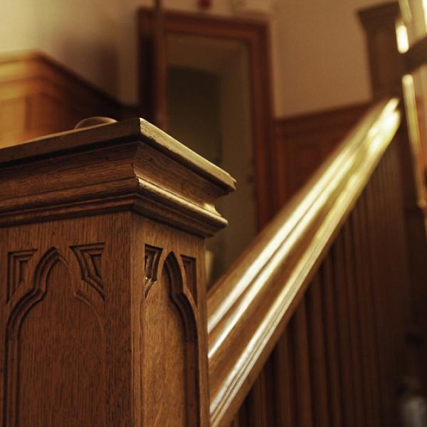 Architectural detail: Grand Stair, West Tower. (Photo by Casey A. Cass/University of Colorado) 