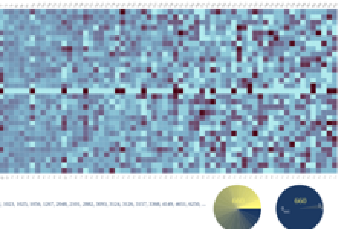 a matrix grid of blue squares representing primes