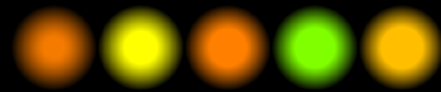 five fuzzy dots